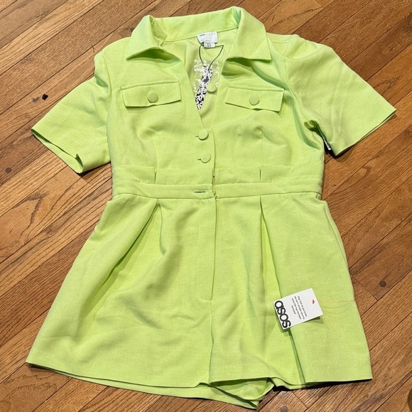 ASOS Lime Green Button-Up Romper - Picture 1 of 3